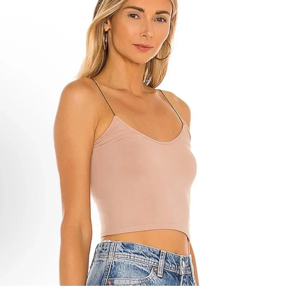 FREE PEOPLE SEAMLESS CROPPED CAMI BLUSH SIZE M/L
